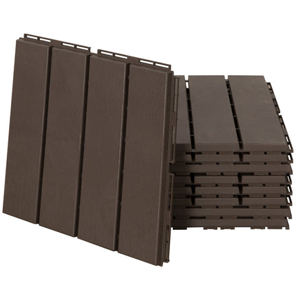 Gartenterrasse Klick-Bodenfliesen, 9er-Set, 30x30 cm Braun