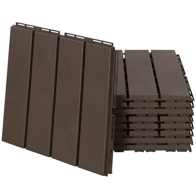 Gartenterrasse Klick-Bodenfliesen, 9er-Set, 30x30 cm Braun