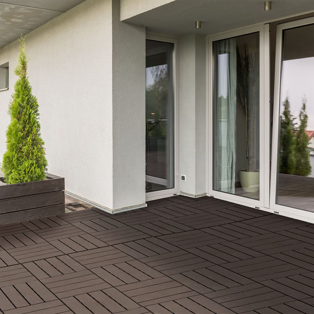 Gartenterrasse Klick-Bodenfliesen, 9er-Set, 30x30 cm Braun
