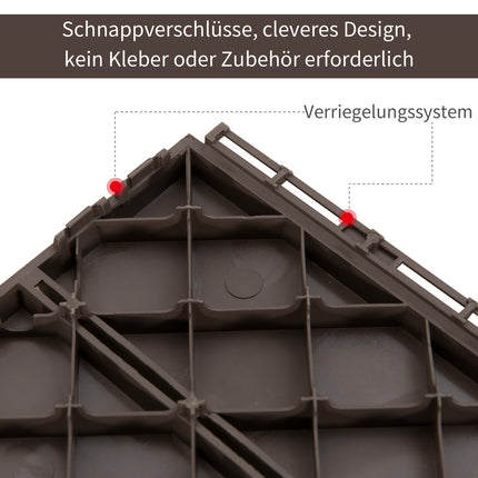 Gartenterrasse Klick-Bodenfliesen, 9er-Set, 30x30 cm Braun
