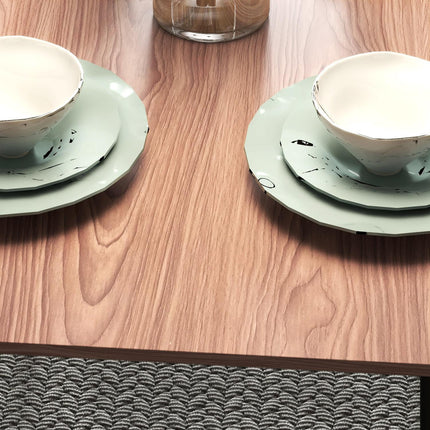 Esstischgruppe mit 4 Stühlen, Teak und Stahl, modernes Design