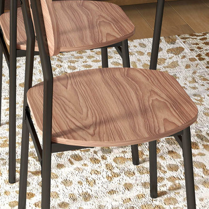 Esstischgruppe mit 4 Stühlen, Teak und Stahl, modernes Design