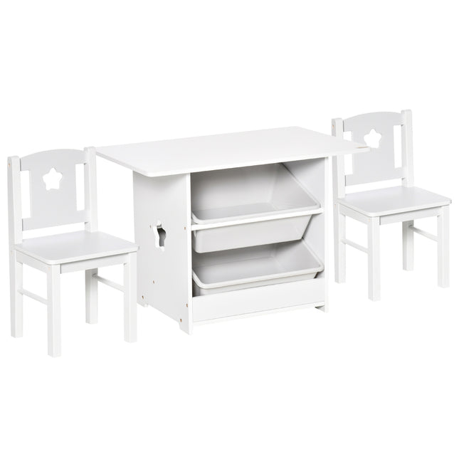 Kleinkindertisch & 2 Stühle, MDF, weiß/grau