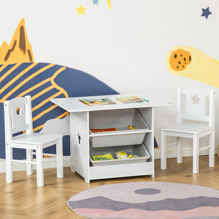 Kleinkindertisch & 2 Stühle, MDF, weiß/grau