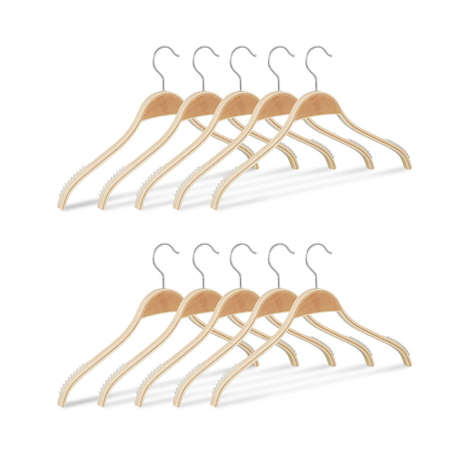 Set of 10 Wooden Clothes Hangers