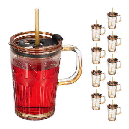 Set of 10 drinking glasses with handles