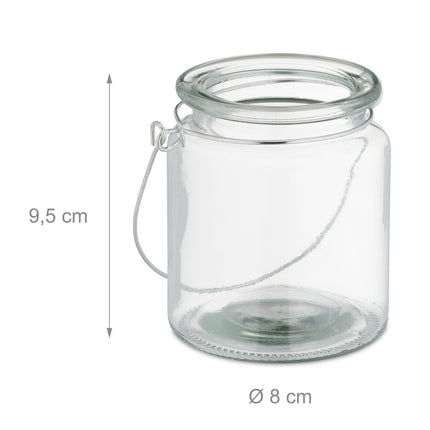 12er Set Glas-Kerzenlaternen mit Griffen