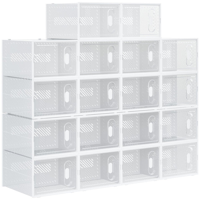 Transparent shoe boxes with magnetic doors, fit up to size 45