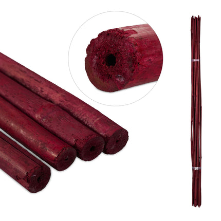 Set van 25 rode bamboestokken 120 cm