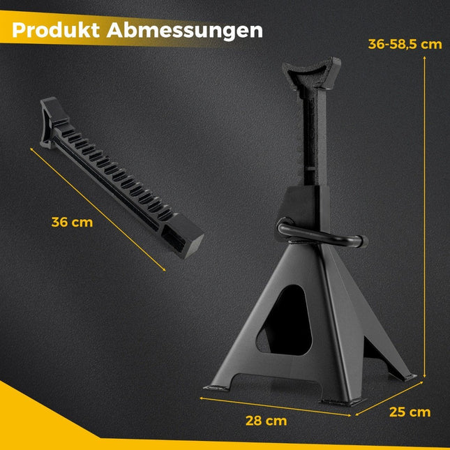 2er-Set Wagenheberständer mit einer Tragkraft von 6 Tonnen und einstellbarer Höhe von 36 - 58,5 cm