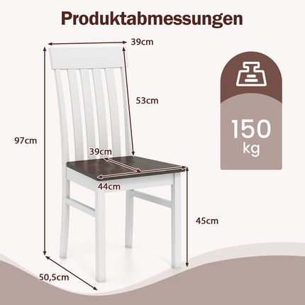 2er-Set Esszimmerstühle ohne Armlehnen, ergonomisch, Braun