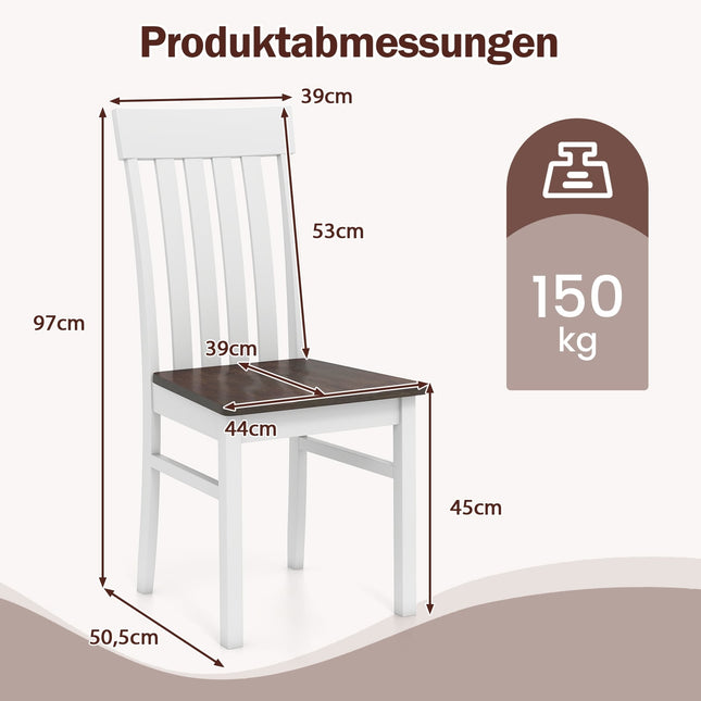 2er-Set Esszimmerstühle ohne Armlehnen, ergonomisch, Braun