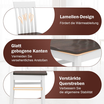 2er-Set Esszimmerstühle ohne Armlehnen, ergonomisch, Braun