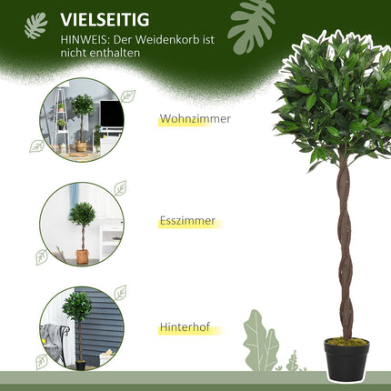 Künstliche Lorbeerbäume, 120 cm, dekorative Bepflanzung für Innen- und Außenbereiche