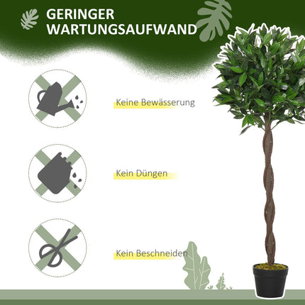 Künstliche Lorbeerbäume, 120 cm, dekorative Bepflanzung für Innen- und Außenbereiche