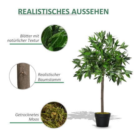Künstlicher Lorbeerbaum im 2er-Set, 90cm, Zementtopf, für Innen/Außen