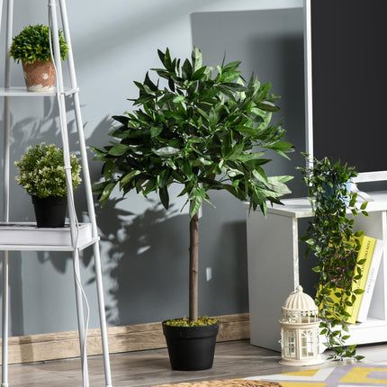 Künstlicher Lorbeerbaum im 2er-Set, 90cm, Zementtopf, für Innen/Außen