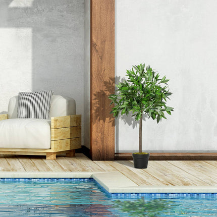 Künstlicher Lorbeerbaum im 2er-Set, 90cm, Zementtopf, für Innen/Außen