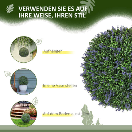 Artificial lavender: 42cm ball shaped plant for home and office