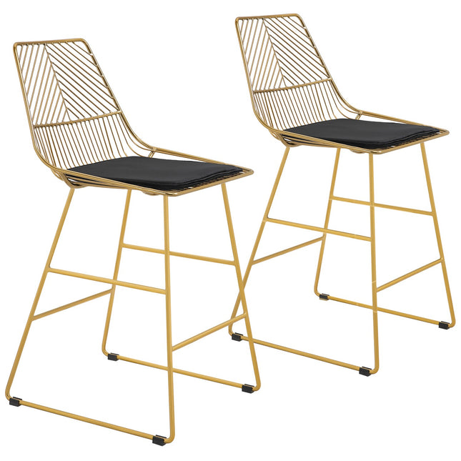 2er Set Barhocker, goldene Stahlbeine, 46x56x95 cm