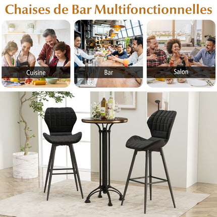 2 Barhocker mit Rückenlehne, Fußstütze, gepolsterter Sitzfläche