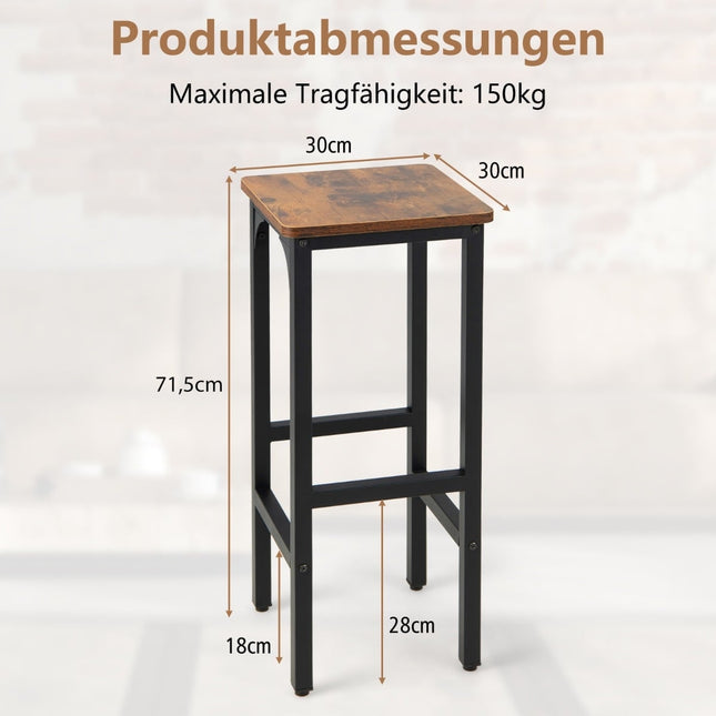 2er-Set Barhocker mit Fußstützen, 150 kg Tragkraft