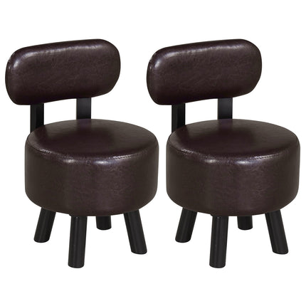 2er Set Barhocker, Braun, Kunstleder, mit Rückenlehne, 150 kg Tragkraft