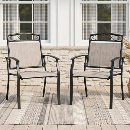 Set of 2 Brown Garden Chairs, Weatherproof & Ergonomic