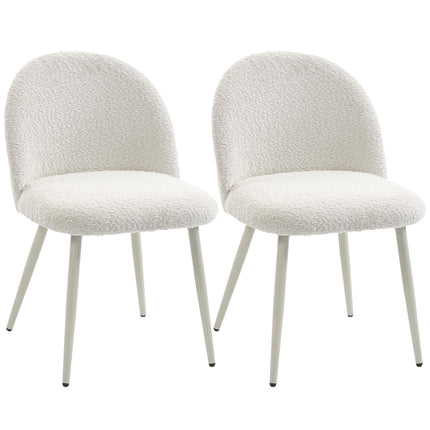 2er-Set cremefarbene Esszimmerstühle, Chenille-Bezug, 120 kg Tragkraft