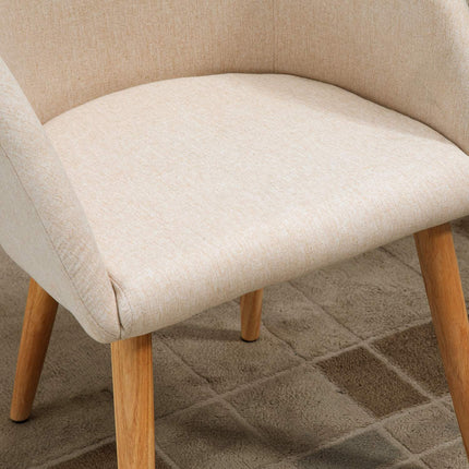 Set of 2 Dining Chairs, Linen Fabric, Metal Frame