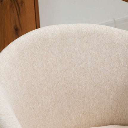 Set of 2 Dining Chairs, Linen Fabric, Metal Frame