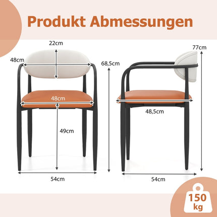 Set of 2 Dining Chairs with Padded Seat & Backrest