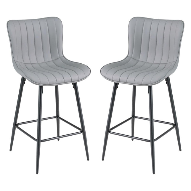 2er-Set ergonomische Barhocker mit gepolsterter Sitzfläche, Grau