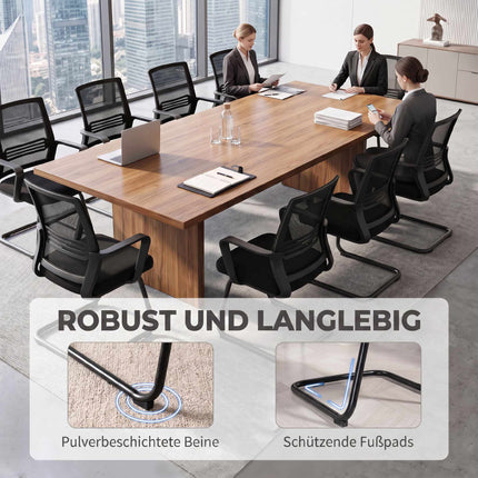 Set of 2 Ergonomic Black Conference Chairs with Sled Base