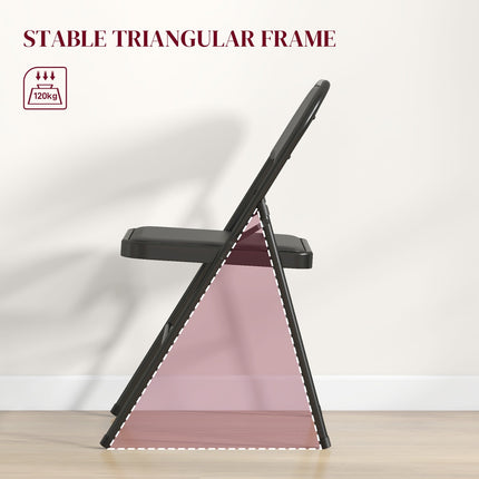 Portable black folding chair set in artificial leather, steel legs