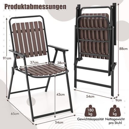 2er-Set Klappstühle für die Terrasse – 180 kg, Lattenrostsitz aus PP