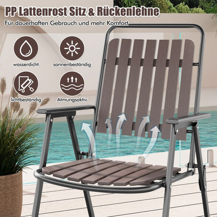 2er-Set Klappstühle für die Terrasse – 180 kg, Lattenrostsitz aus PP