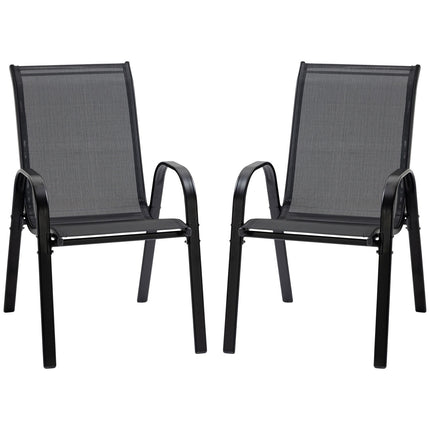 Garden chairs in black mesh - set of 2, with armrests
