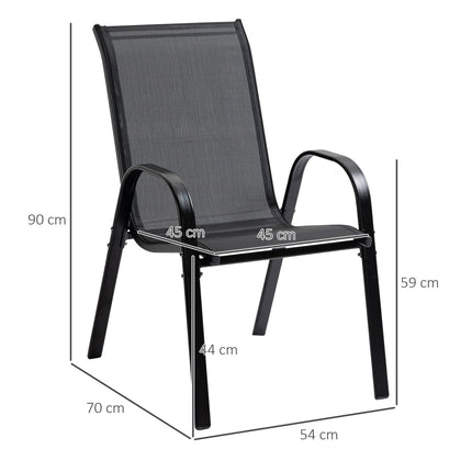Garden chairs in black mesh - set of 2, with armrests