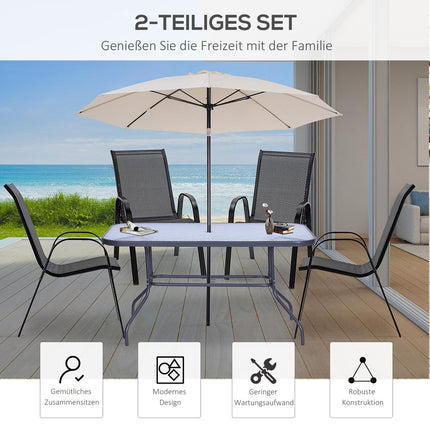Garden chairs in black mesh - set of 2, with armrests