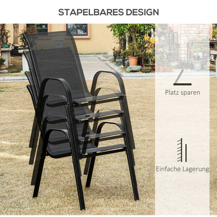 Garden chairs in black mesh - set of 2, with armrests