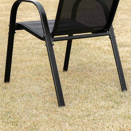 Garden chairs in black mesh - set of 2, with armrests