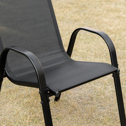 Garden chairs in black mesh - set of 2, with armrests