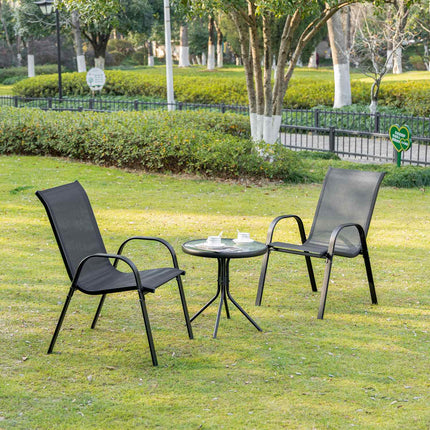Garden chairs in black mesh - set of 2, with armrests