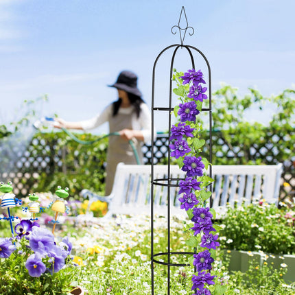 Set of 2 Garden Obelisks 200 cm Black