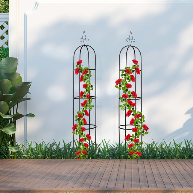 2er-Set Gartenobelisken 200 cm Schwarz