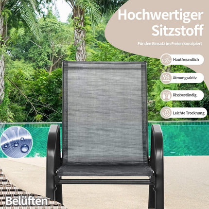 2er-Set graue Schaukelstühle mit atmungsaktivem Stoffbezug