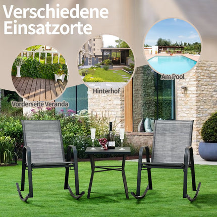 2er-Set graue Schaukelstühle mit atmungsaktivem Stoffbezug