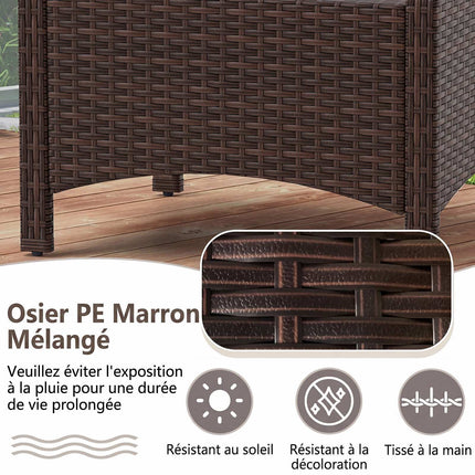 2er-Set Rattan-Gartenpoufs in Grau mit Kissen