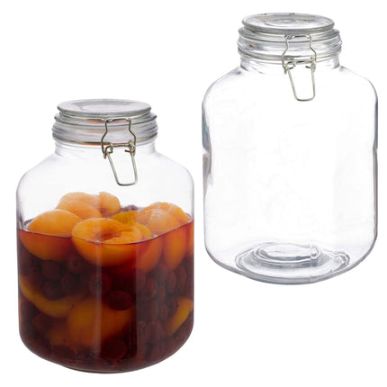 Set of 2 Large Glass Preserving Jars with Lids, 3L